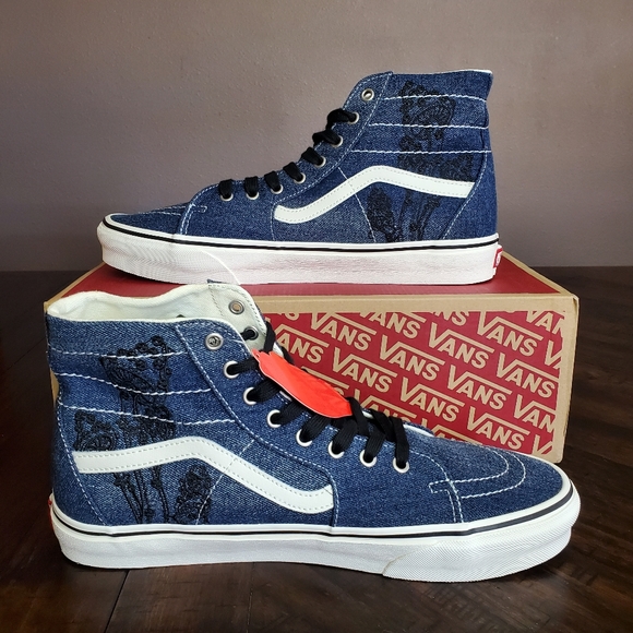 Vans Sk8-Hi Tapered Denim Embroidery Men Size 11.5, Women Size 13 - Picture 2 of 12